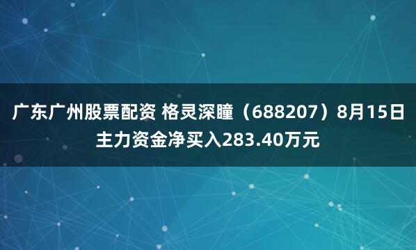 广东广州股票配资 格灵深瞳（688207）8月15日主力资金净买入283.40万元